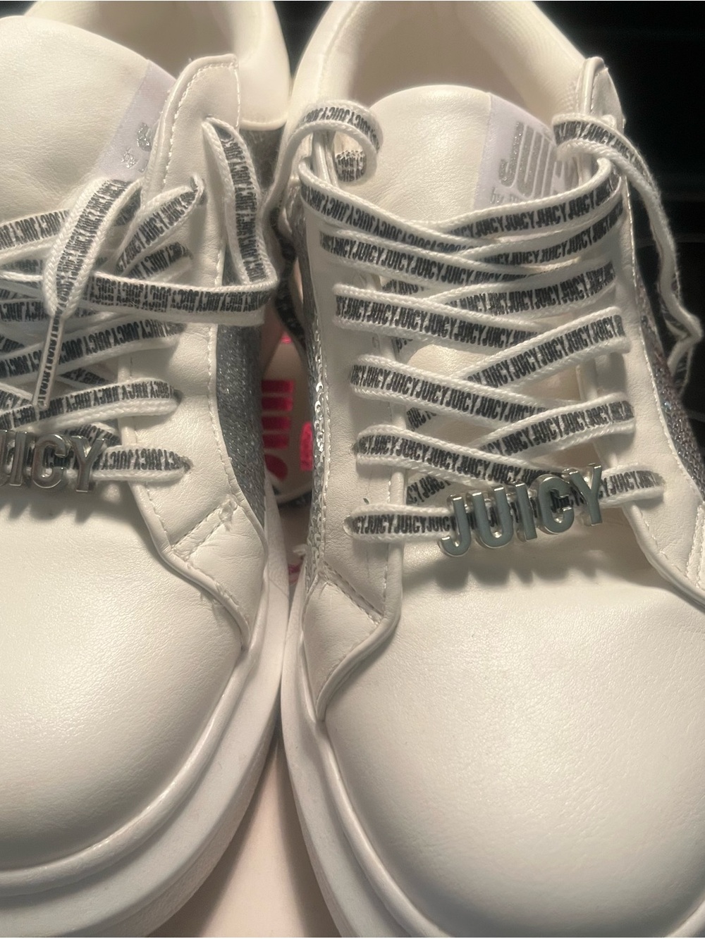 Juicy Couture White Sneakers with Branded Lace Charms